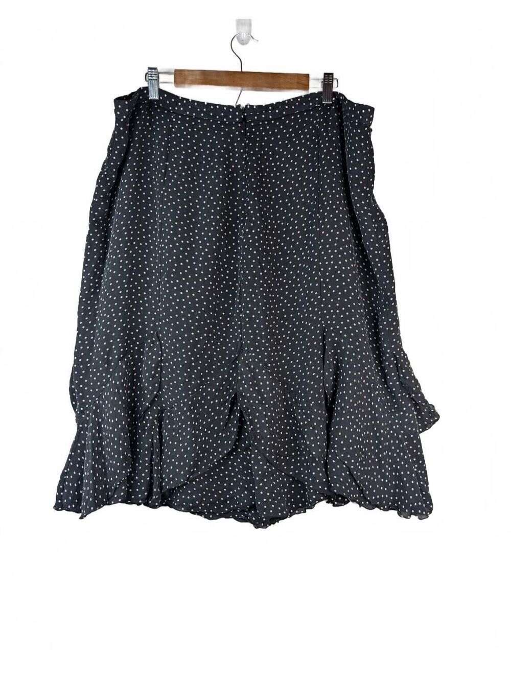 Nygard Collection 100% Silk Black Silk Polka Dot Tiered Ruffle Skirt Size 20